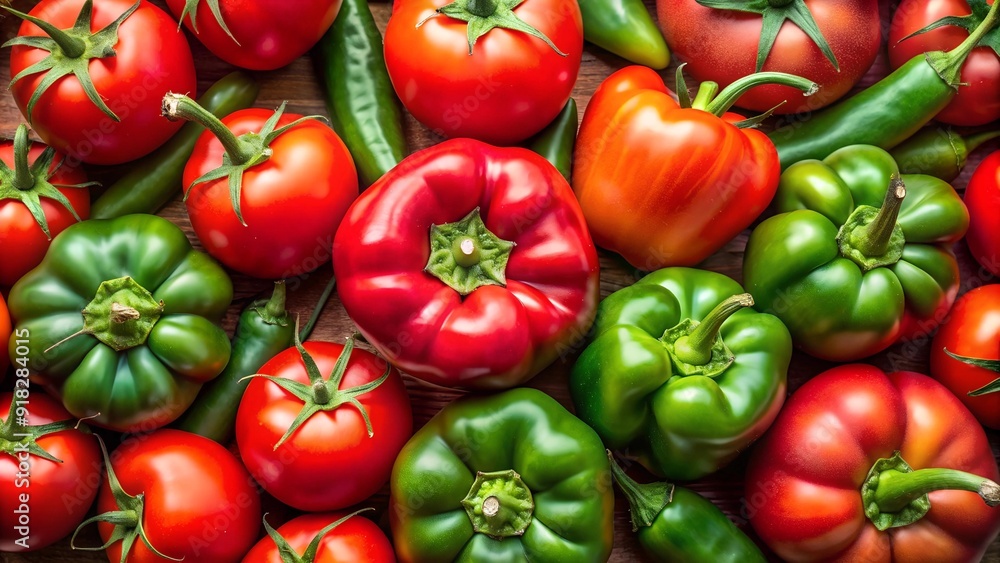 A Colorful Arrangement of Tomatoes and Peppers AI generated A Colorful Arrangement of Tomatoes and Peppers AI generated