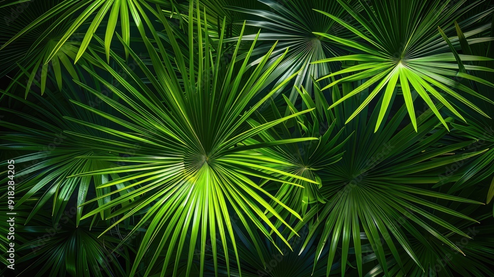 Obraz premium Abstract Green Palm Leaf Texture in Tropical Garden