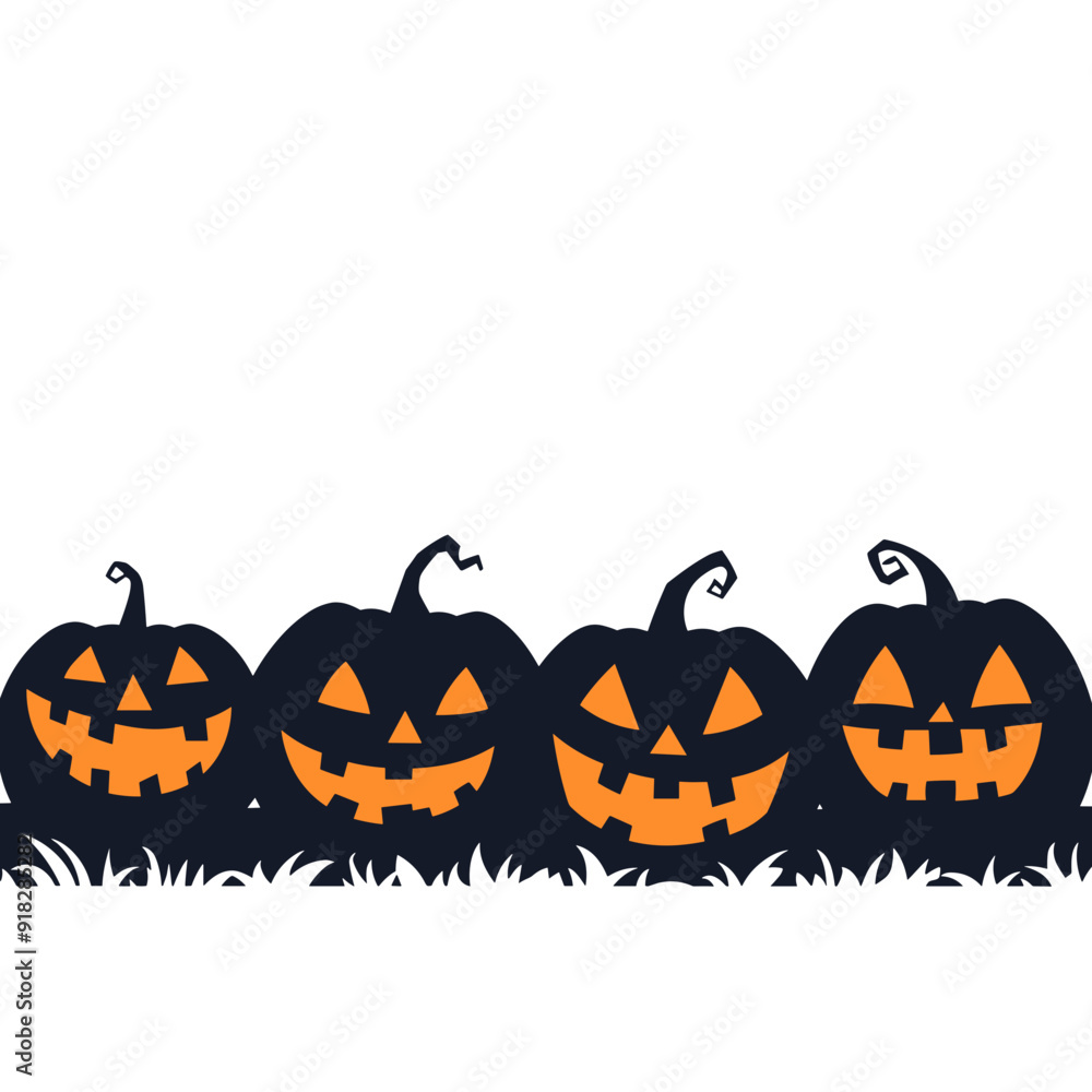 Halloween Banner with Silhouette Pumpkins Halloween Banner with Silhouette Pumpkins