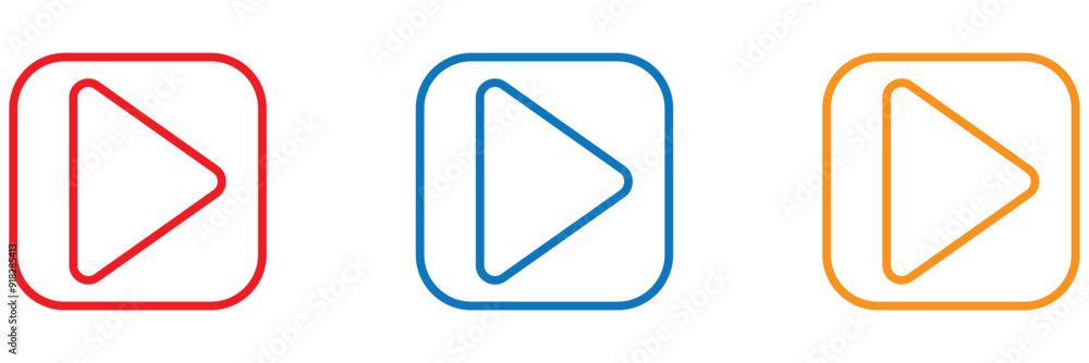 Play button icon set. Start audio or video action symbol. Vector illustration. Editable stroke. Play button icon set. Start audio or video action symbol. Vector illustration. Editable stroke.