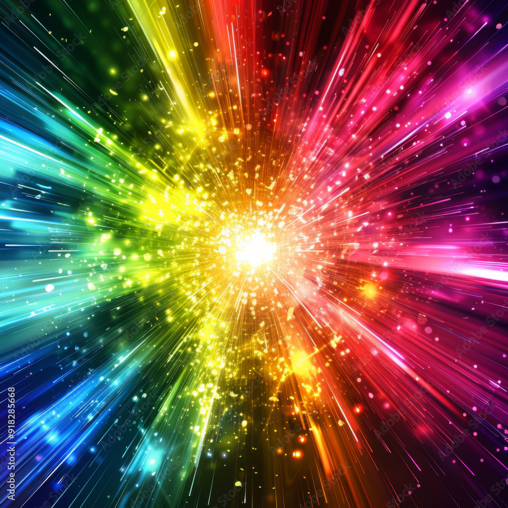 Fototapeta premium Abstract Colorful Light Explosion with Sparkle Effect