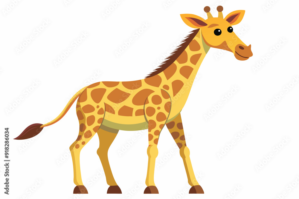 Cartoon Illustration of a Yellow Giraffe with Brown Spots Cartoon Illustration of a Yellow Giraffe with Brown Spots