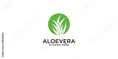 Creative aloe vera logo design with modern concept , premium vector