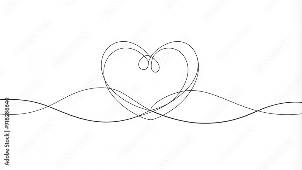 Fototapeta premium Continuous Line Drawing of a Heart