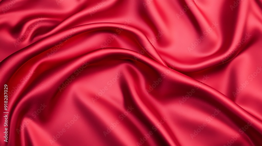 Luxurious satin in ruby red, smooth and shiny, side view, dim studio light Luxurious satin in ruby red, smooth and shiny, side view, dim studio light