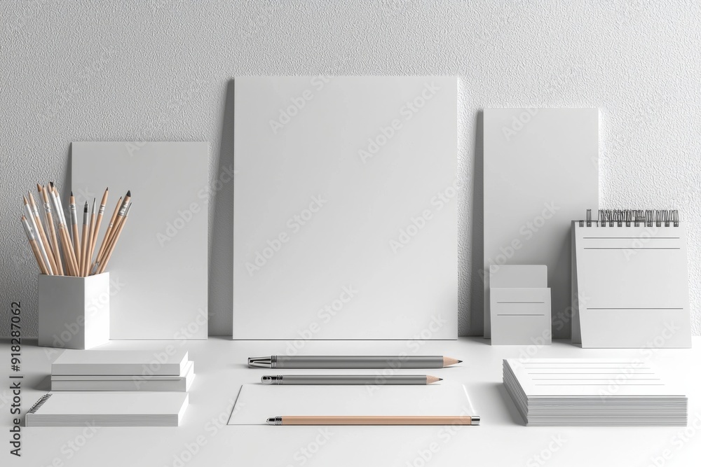 Realistic blank stationery set mockup isolated created with generative ai Realistic blank stationery set mockup isolated created with generative ai