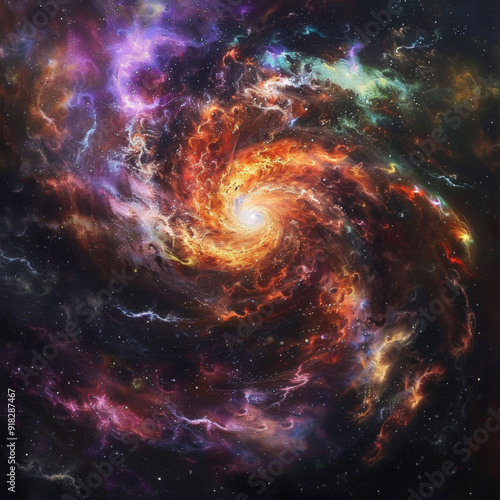 A Colorful Spiral Galaxy in the Vastness of Space