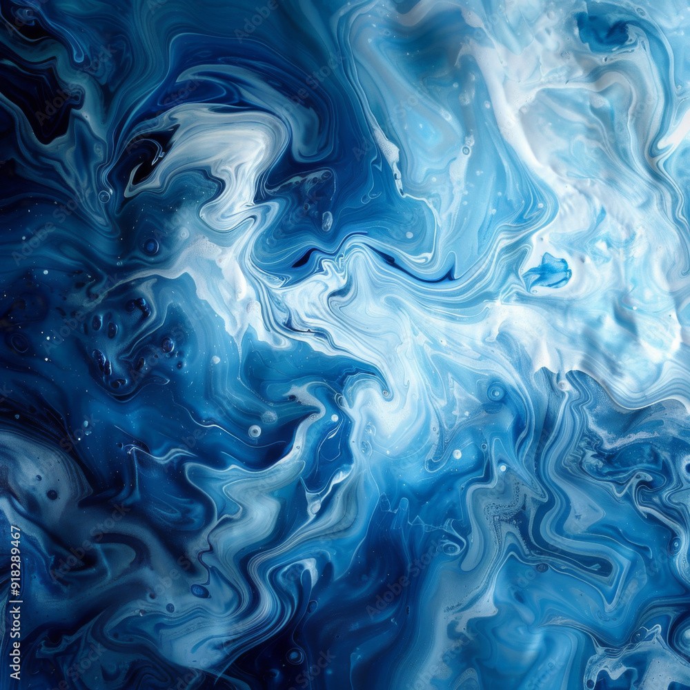 Obraz premium Swirling Abstract Blue and White Paint Pattern