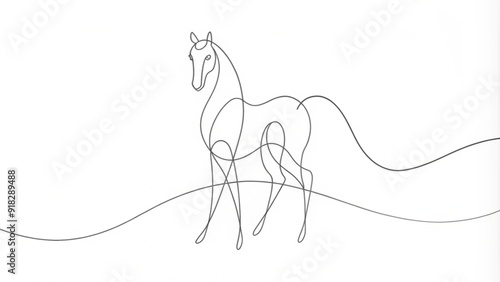 Continuous Line Drawing of a Horse photo