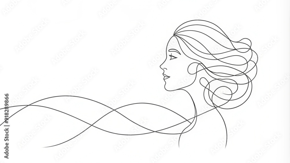 Continuous Line Drawing of a Woman's Silhouette Continuous Line Drawing of a Woman's Silhouette