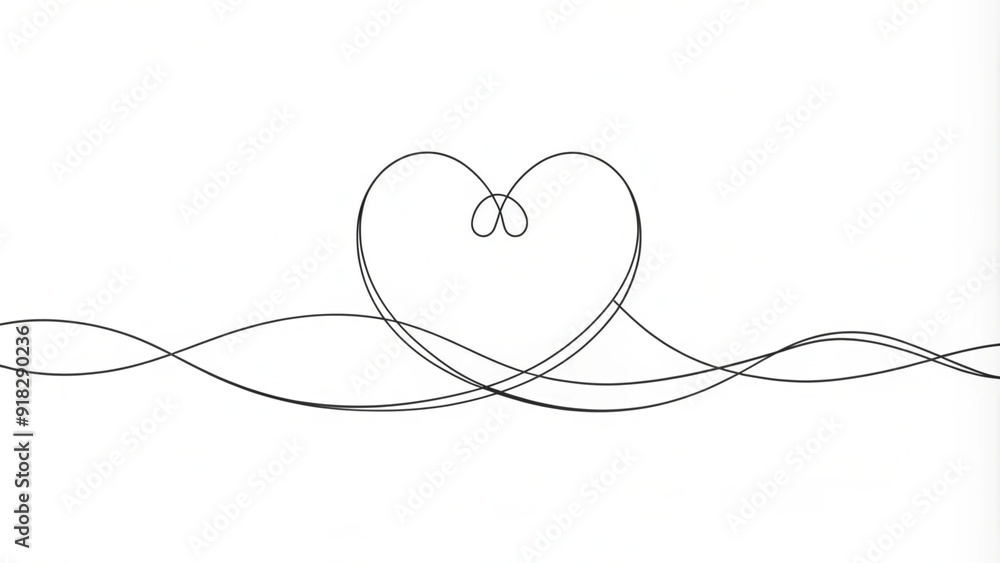 Fototapeta premium Continuous Line Drawing of a Heart
