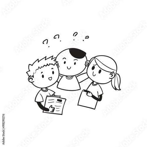 Cartoon Childreans Going Back To School