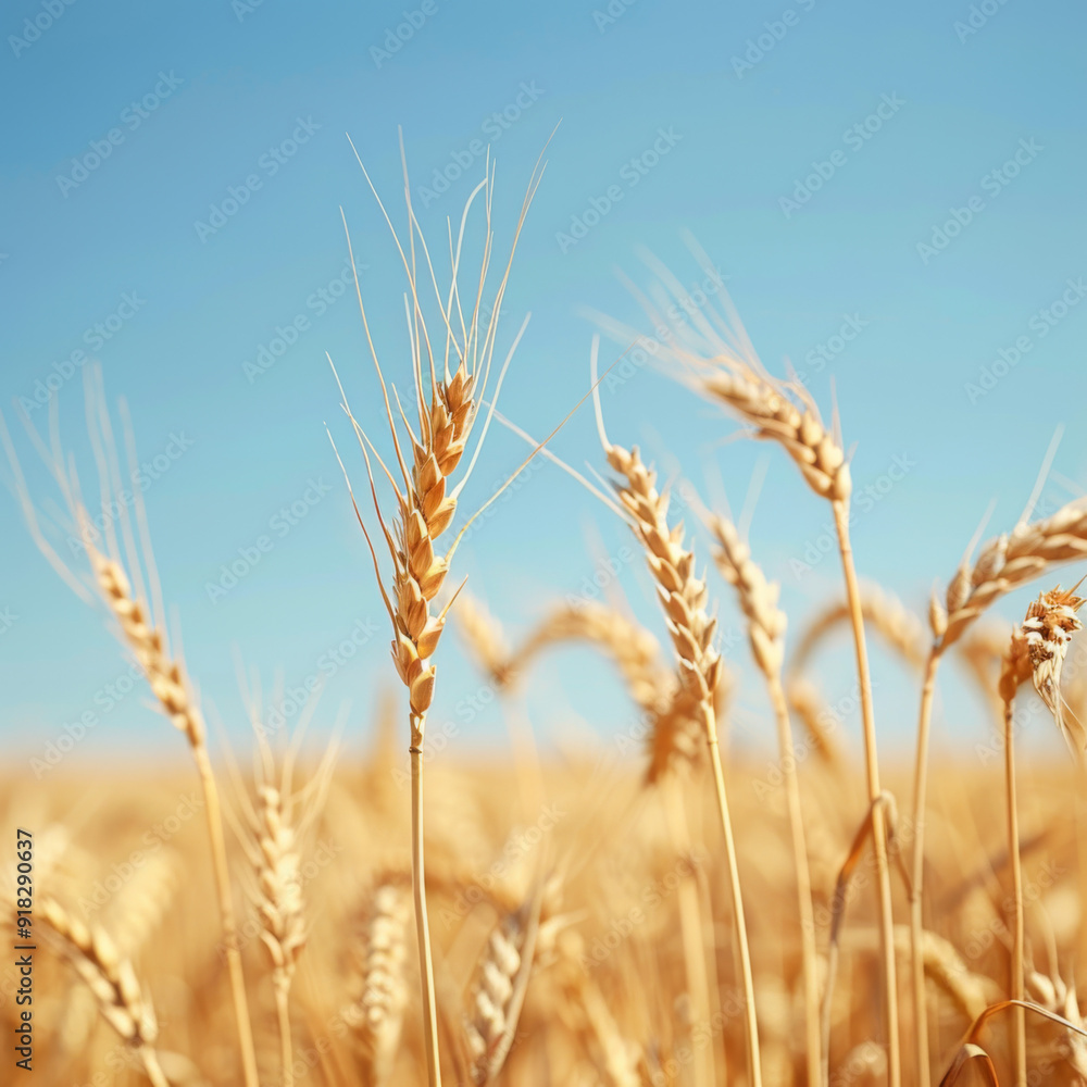 Golden Wheat Stalks Against a Blue Sky Golden Wheat Stalks Against a Blue Sky