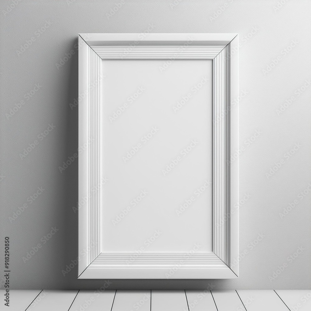 White square photo frame on white wall. 3d illustration. White square photo frame on white wall. 3d illustration.
