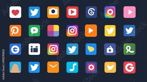 Bright Flat Social Media Icons - Download for Designers