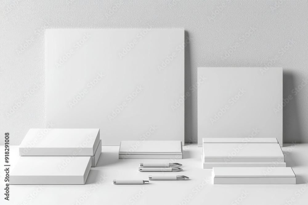 Realistic blank stationery set mockup isolated created with generative ai Realistic blank stationery set mockup isolated created with generative ai