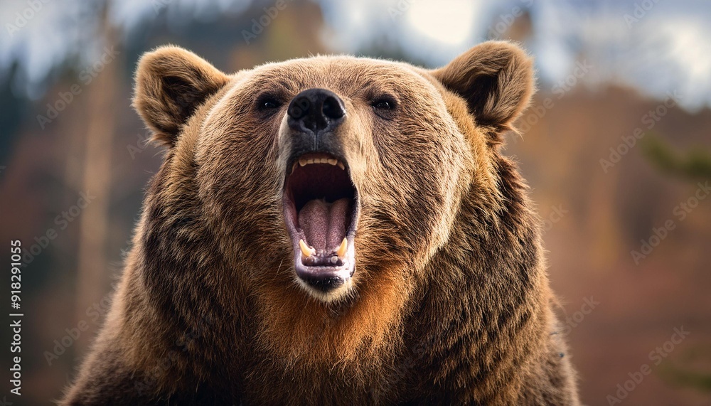 Fototapeta premium A bear with its mouth open, widely