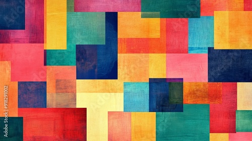 Colorful Geometric Pattern with Overlapping Squares | Abstract Art Background