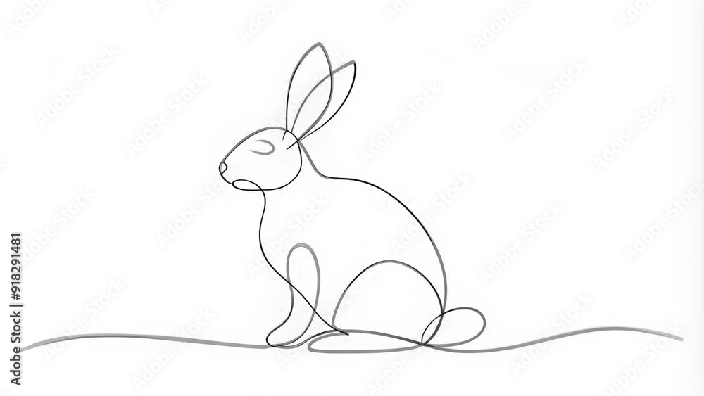 Obraz premium Continuous Line Drawing of a Rabbit