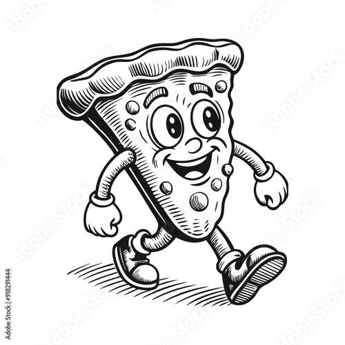 pizza mascot character vector hand drawn illustration