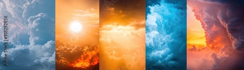 The five elements of nature with the sky and sun