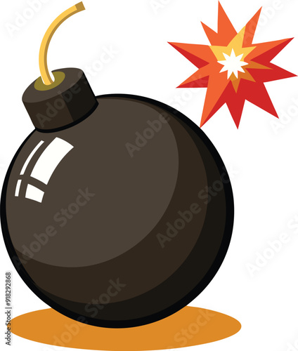 bomb with burning fuse