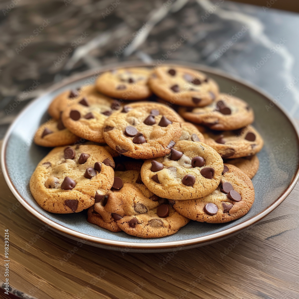 A Plate of Delicious Chocolate Chip Cookies A Plate of Delicious Chocolate Chip Cookies