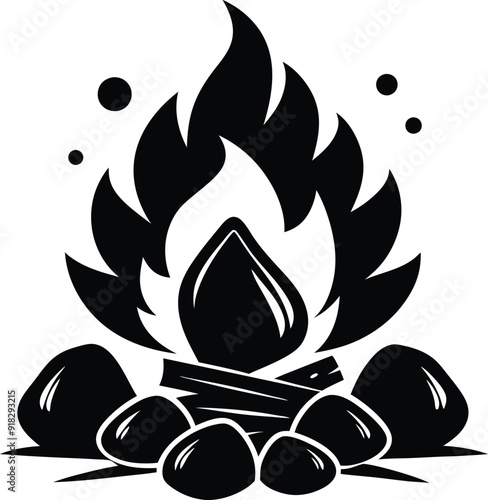 campfire t shirt design illustration black and white