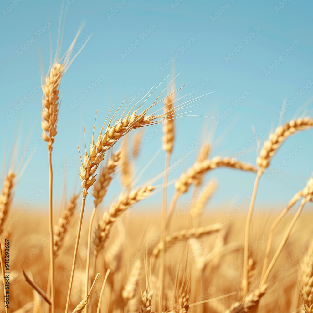 Golden Wheat Stalks Against a Blue Sky Golden Wheat Stalks Against a Blue Sky