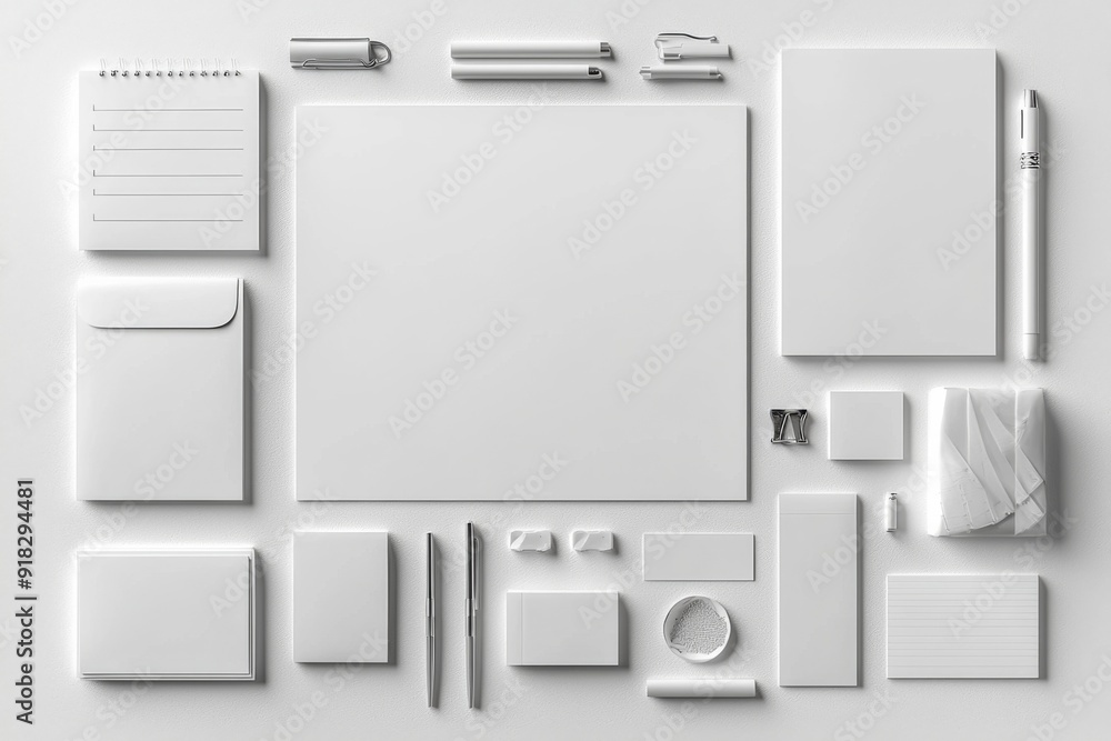 Realistic blank stationery set mockup isolated created with generative ai Realistic blank stationery set mockup isolated created with generative ai