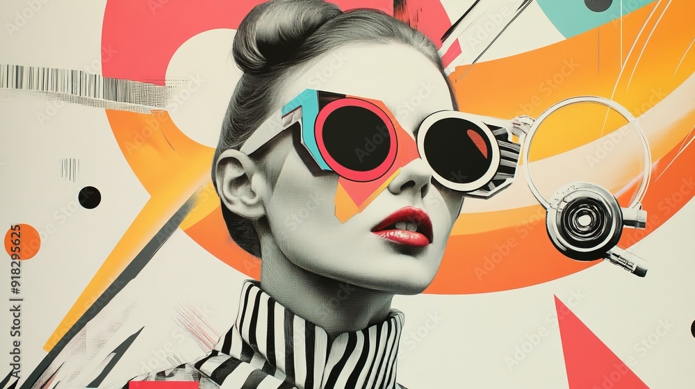 Obraz premium Geometric Fashion Magazine Cover with Bold Patterns | Abstract Design Inspiration