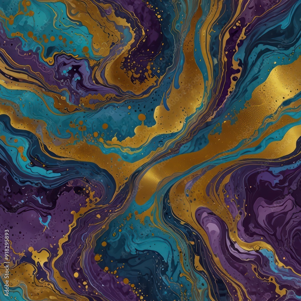 An abstract design with fluid, marbled patterns in shades of blue, purple, and gold An abstract design with fluid, marbled patterns in shades of blue, purple, and gold