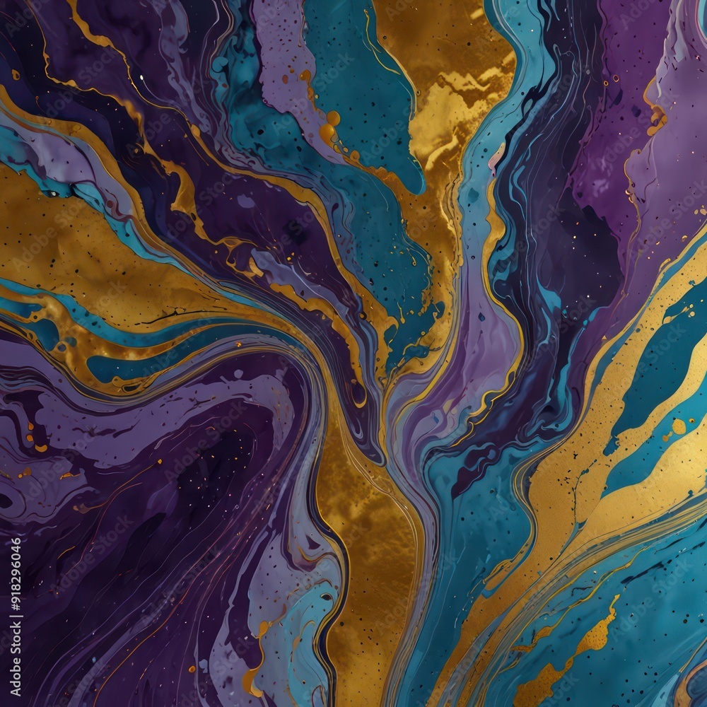 An abstract design with fluid, marbled patterns in shades of blue, purple, and gold An abstract design with fluid, marbled patterns in shades of blue, purple, and gold