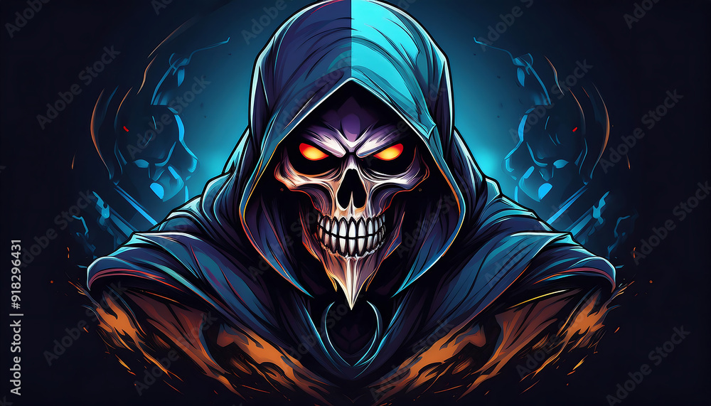 Grim Reaper Gaming Logo- A design concept featuring the Grim Reaper as a gaming logo, embod_1(125) Grim Reaper Gaming Logo- A design concept featuring the Grim Reaper as a gaming logo, embod_1(125)