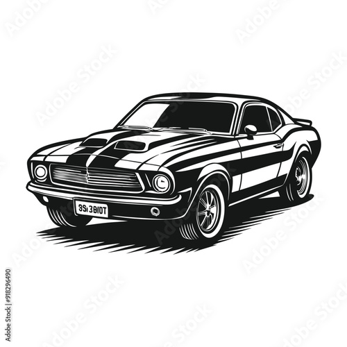 classic muscle car vector hand drawn illustration isolated