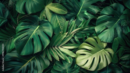 Wallpaper Mural Abstract texture of green tropical leaves as vintage wallpaper background. Torontodigital.ca