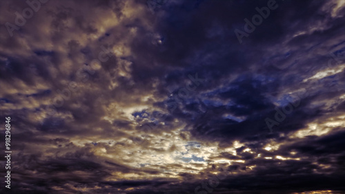 nice sunset goldish clouds on the sky backdrop - photo of nature