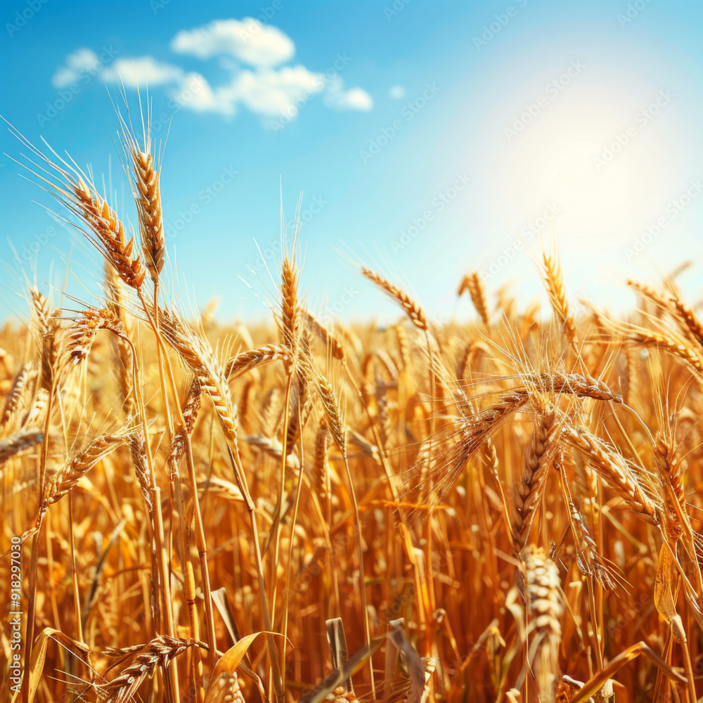Fototapeta premium Golden Wheat Field Under a Sunny Sky