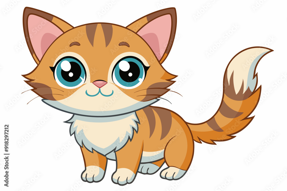 Fototapeta premium Cartoon Illustration of a Cute Orange Tabby Kitten