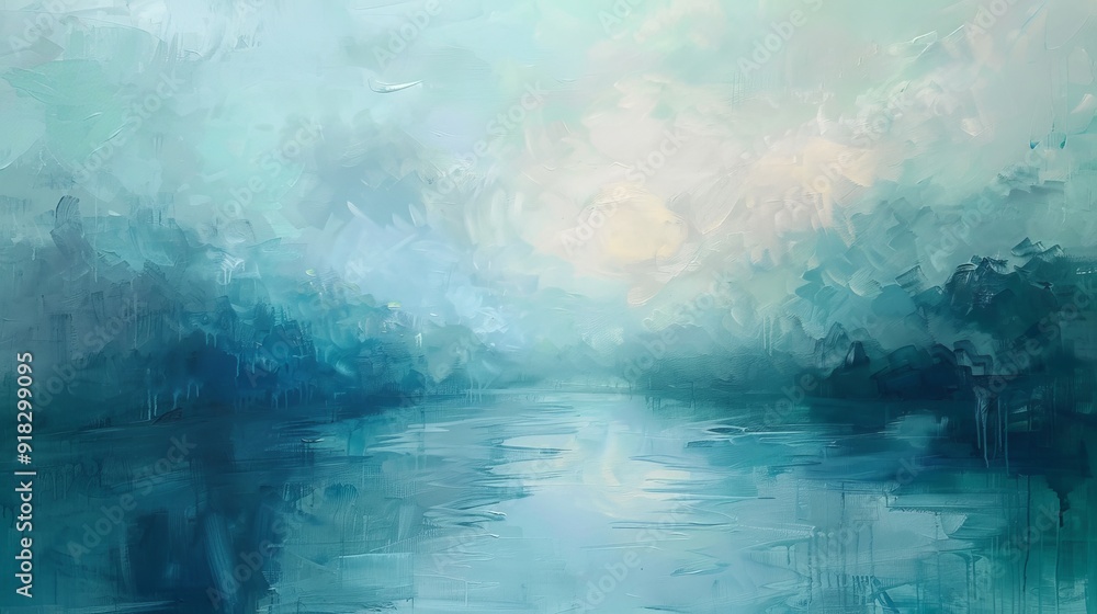 custom made wallpaper toronto digitalCalm waters reflecting a serene sky at dawn in a misty landscape