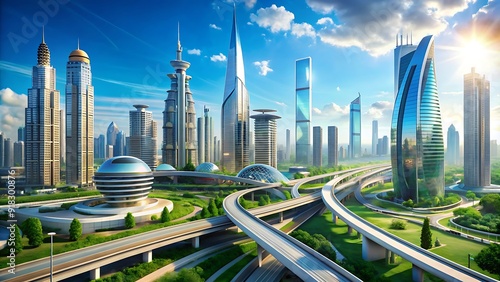 A futuristic city, equipped with advanced transportation systems and energy-efficient infrastructures, offers a high quality of life for its residents.