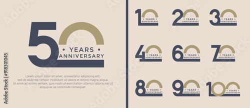 anniversary logo style set with black and brown color can be use for celebration moment