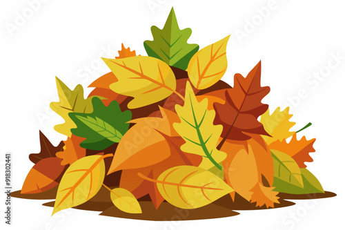 Pile of Colorful Autumn Leaves on the Ground