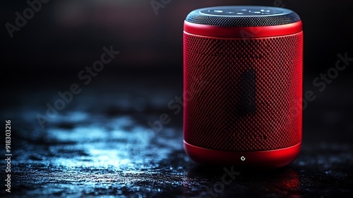 Bluetooth speaker on a wet surface background Smart Devices AI Generated photo