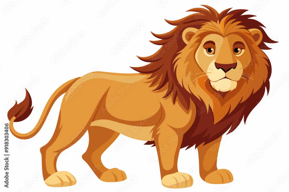 A Cartoon Lion Standing on a White Background A Cartoon Lion Standing on a White Background