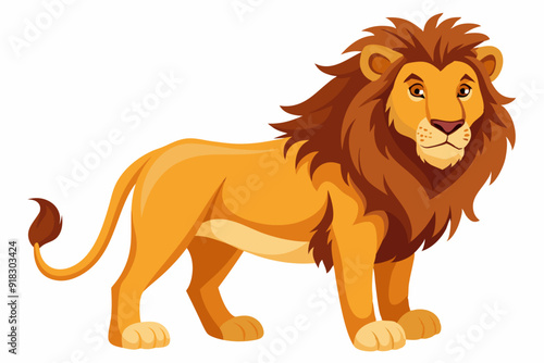 A Cartoon Illustration of a Lion Standing with Its Mane