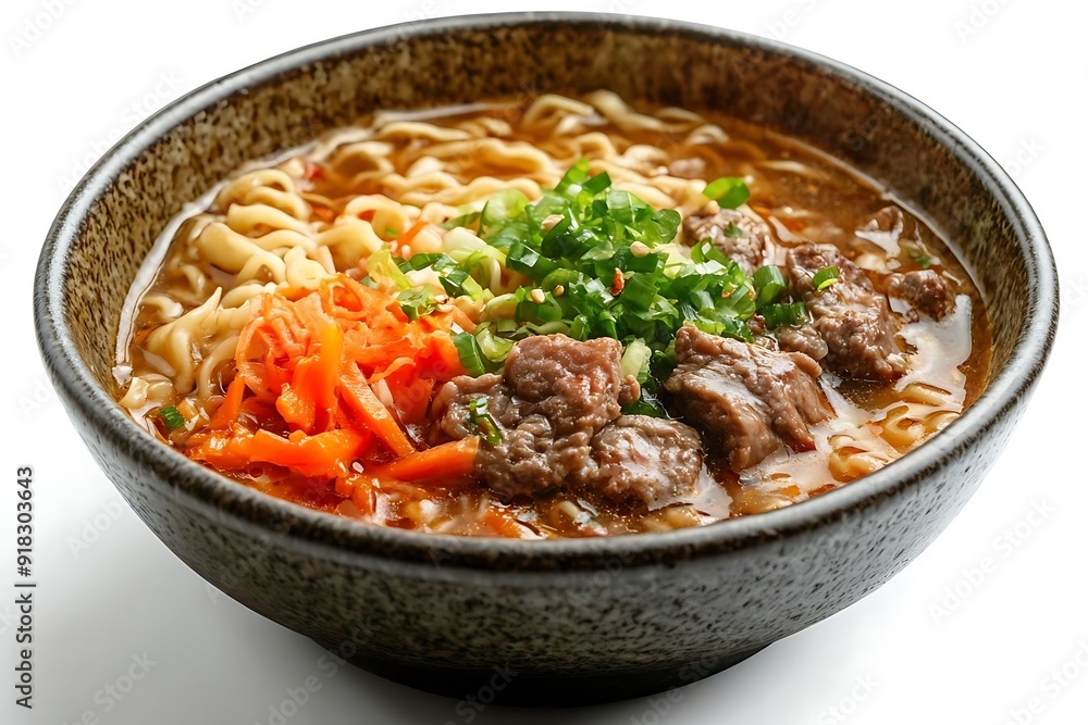Beef Noodle Soup with Carrots and Green Onions - Photo Beef Noodle Soup with Carrots and Green Onions - Photo