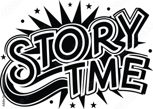vector story time text effect modern