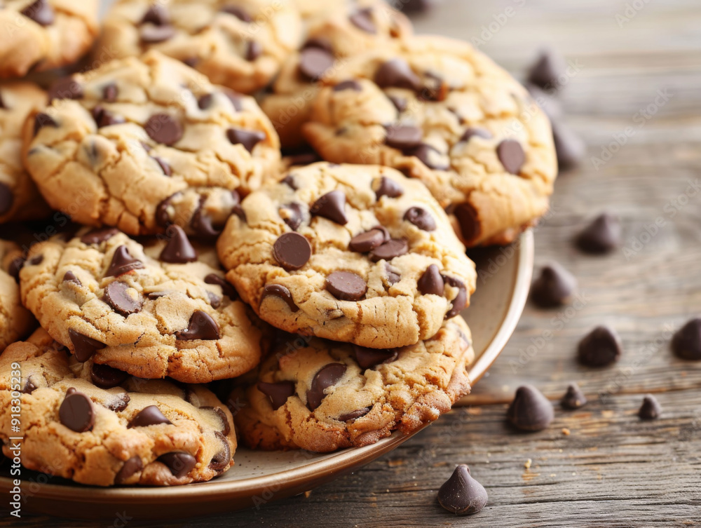 A Plate of Delicious Chocolate Chip Cookies A Plate of Delicious Chocolate Chip Cookies