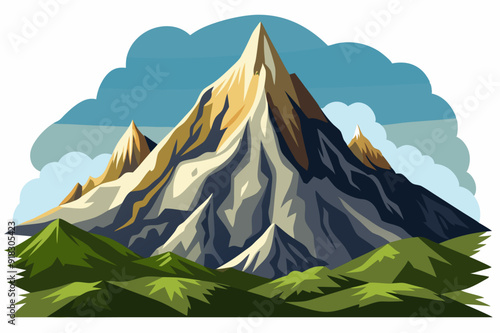 Mountainous Landscape with Blue Sky and Clouds